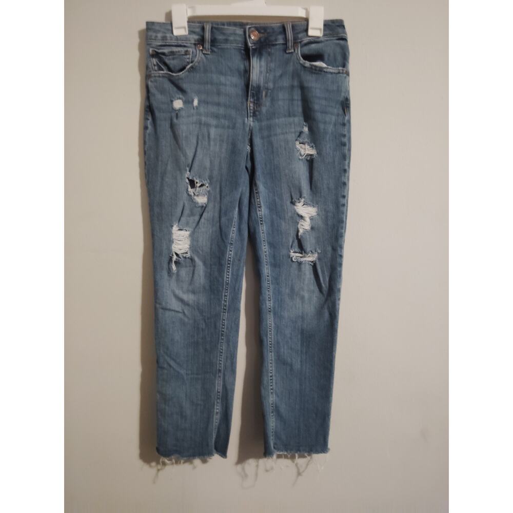 Maurices Women's Mid-rise Straight Leg Distressed Raw Frayed Hem Jeans Size 6‎